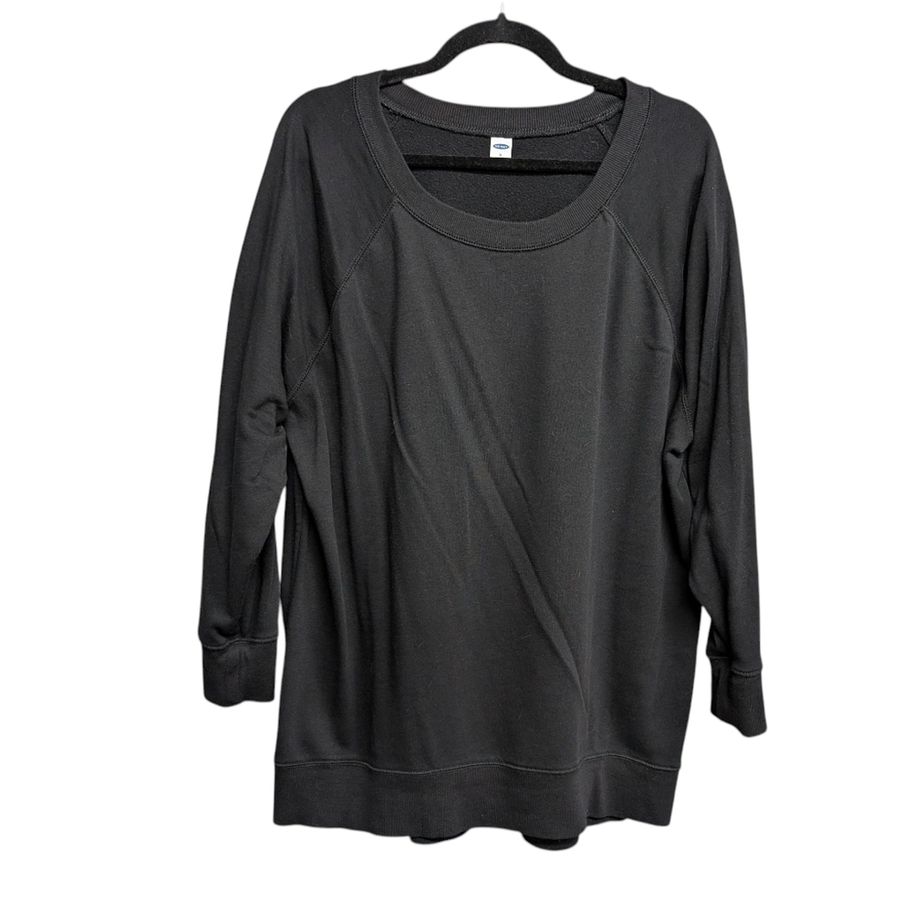 Black crew neck tunic length sweater XL
